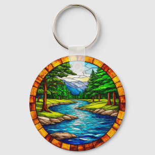 Porte-clés Paysage fluvial et forestier panoramique