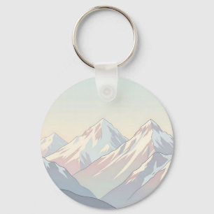 Porte-clés Paysage minimaliste de montagnes aux couleurs past