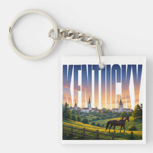 Porte-clés Paysage pittoresque du pays du cheval du Kentucky