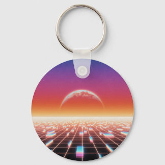 Porte-clés Paysage rétro-futuriste Synthwave