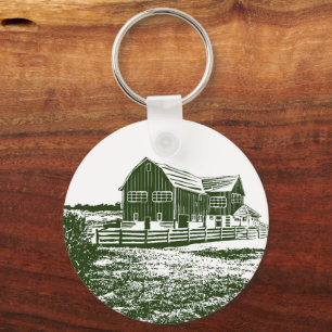Porte-clés Paysage rural maison de ferme de style coupe