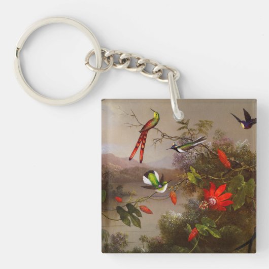 Porte-clés Paysage tropical avec dix colibris (Devant)