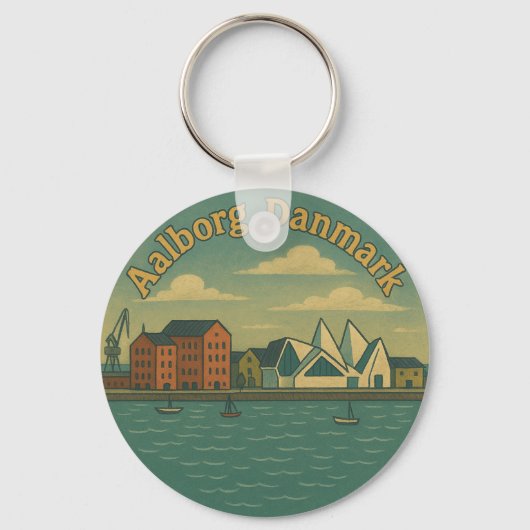Porte-clés Paysage urbain d'Aalborg Danemark (Recto)