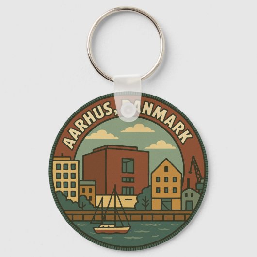 Porte-clés Paysage urbain d'Aarhus Danemark (Recto)