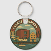 Porte-clés Paysage urbain d'Aarhus Danemark (Verso)