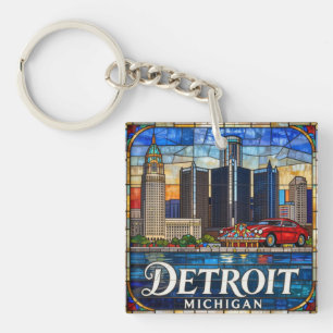 Porte-clés Paysage urbain de Détroit Michigan 🚘