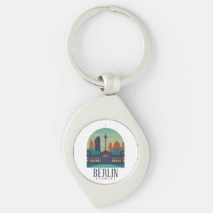 Porte-clés Paysage urbain minimal rétro vintage Berlin Allema