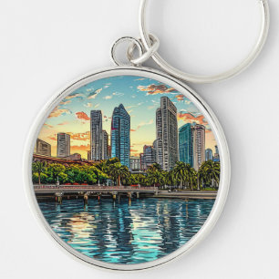 Porte-clés Paysage urbain moderne de Singapour