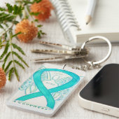 Porte-clés PCOS Angel Turquoise Sensibilisation Porte - clé r (Devant droit)