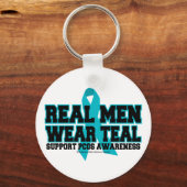 Porte-clés PCOS Les vrais hommes portent Turquoise (Recto)