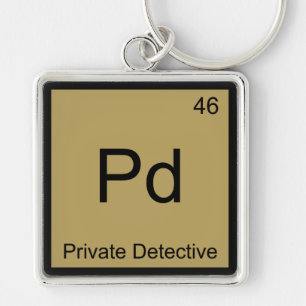 Porte-clés Pd - Détective Privé Symbole d'Élément de Chimie
