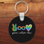 Porte-clés Peace Autism Love Sensibilisation sur l'autisme T- (Recto)