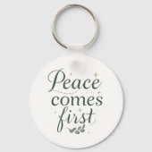 Porte-clés "Peace Comes First" Elegant Script (Recto)