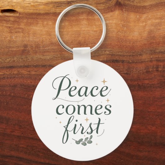Porte-clés "Peace Comes First" Elegant Script (Verso)