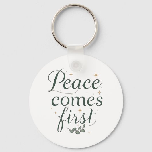 Porte-clés "Peace Comes First" Elegant Script (Verso)