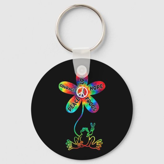 Porte-clés Peace Courage Aimer Hope Frogs Hippie (Recto)