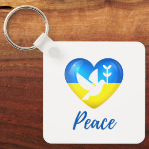 Porte-clés Peace Dove Ukraine Flag Heart