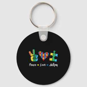 Porte-clés Peace Love Autisme Puzzle Sensibilisation Autiste