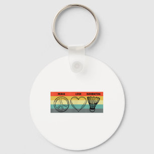 Porte-clés Peace Love Badminton Joueur Badminton Shuttle Spor