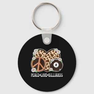 Porte-clés Peace Love Billiards Lover Cow Print Girls Cute Bi