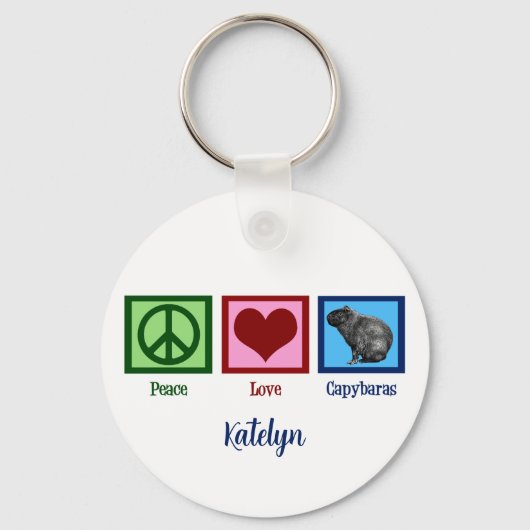 Porte-clés Peace Love Capybaras (Recto)