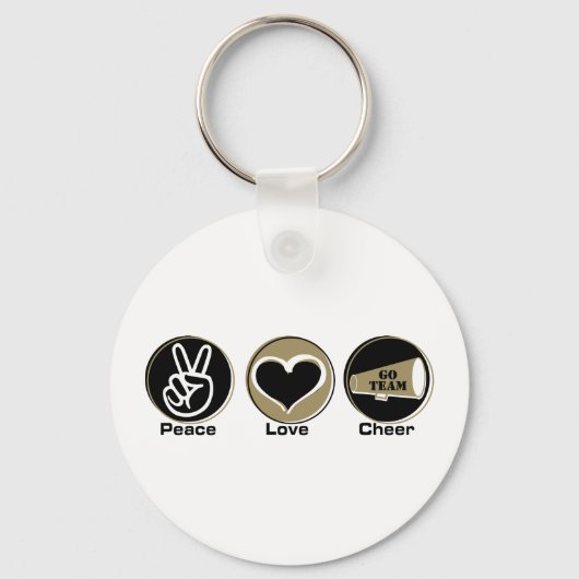 Porte-clés Peace Love Cheer Black/Gold (Recto)