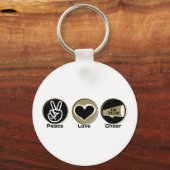 Porte-clés Peace Love Cheer Black/Gold (Recto)
