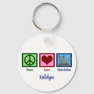 Porte-clés Peace Love Chinchillas