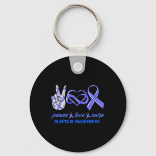 Porte-clés Peace Love Cure Alopecia Sensibilisation