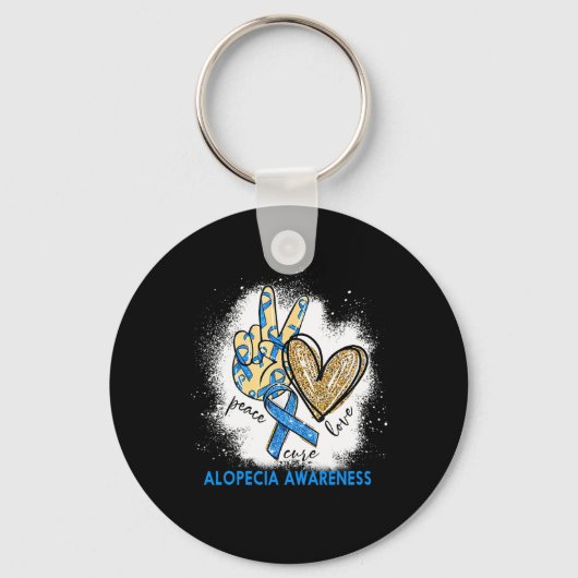 Porte-clés Peace Love Cure Bleached Alopecia Sensibilisation (Recto)