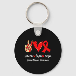 Porte-clés Peace Love Cure Blood Cancer Red Ribbon Sensibilis