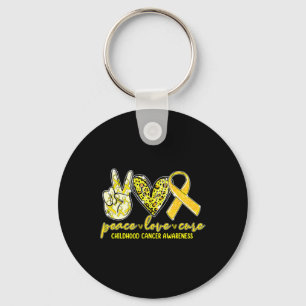 Porte-clés Peace Love Cure Chilhood Cancer Awareness Leopart