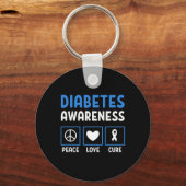 Porte-clés Peace Love Cure Diabetes Sensibilisation 3 (Recto)