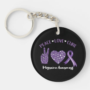 Porte-clés Peace Love Cure Migraine Awareness Ruban
