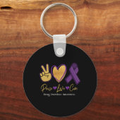 Porte-clés Peace Love Cure Purple Toxicomanie Sensibilisation (Verso)