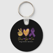 Porte-clés Peace Love Cure Purple Toxicomanie Sensibilisation (Verso)