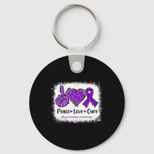 Porte-clés Peace Love Cure Toxicomanie Sensibilisation Rib po