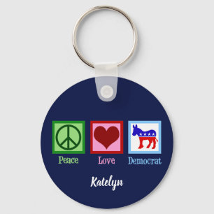 Porte-clés Peace Love Democrat Cute Custom