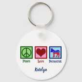 Porte-clés Peace Love Democrat Cute Personnalisé Politique (Verso)