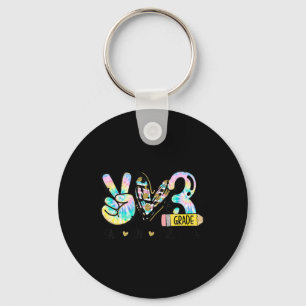 Porte-clés Peace Love Enseignant de troisième année Fun Tie D
