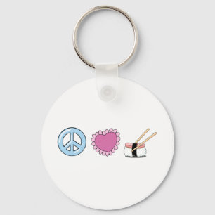 Porte-clés Peace Love et Sushi