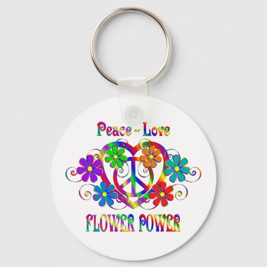 Porte-clés Peace Love Flower Power (Recto)
