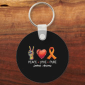 Porte-clés Peace Love guérison leucémie sensibilisation homme (Recto)
