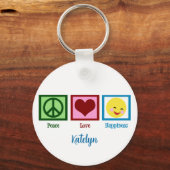 Porte-clés Peace Love Happiness Cute Custom (Verso)