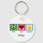 Porte-clés Peace Love Happiness Cute Custom (Verso)