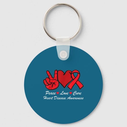 Porte-clés Peace Love Heart Disease Awareness Chd Suprt Wear  (Recto)