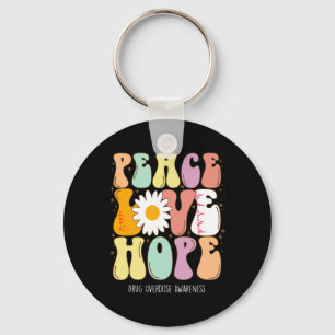 Porte-clés Peace Love Hope Purple Ribbon médicament surdose