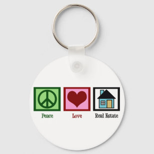 Porte-clés Peace Love Immobilier