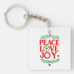 Porte-clés Peace Love Joy Noël Festive Holiday