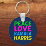 Porte-clés Peace Love Kamala Harris<br><div class="desc">Cute Peace Love Kamala Harris porte - clé pour un démocrate progressiste qui aime les desseins politiques amusants et colorés. Vote pour Kamala à la présidence à l'élection de 2024. Un design libéral amusant dans des couleurs vives.</div>